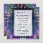 紫、青のハートセンター付き染料十字型 招待状 (正面/裏面)