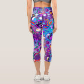 紫、青のバブルカラフル抽象芸術モダン カプリレギンス (裏面)