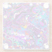 紫、青のバブルカラフル抽象芸術モダン ガラスコースター (裏面)