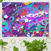 紫、青のバブルカラフル抽象芸術モダン キッチンタオル (折り畳み)