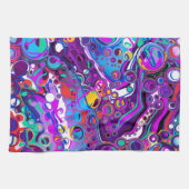 紫、青のバブルカラフル抽象芸術モダン キッチンタオル (横)
