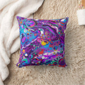 紫、青のバブルカラフル抽象芸術モダン クッション (ブランケット)