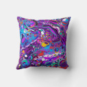 紫、青のバブルカラフル抽象芸術モダン クッション (裏面)
