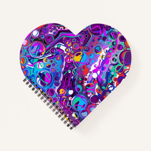 紫、青のバブルカラフル抽象芸術モダン ノートブック (正面)