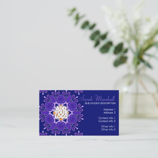 紫+青の幾何学花名刺 名刺 (スタンド正面)