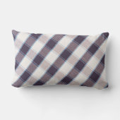 紫/青の格子縞の女性装飾枕 ランバークッション (裏面)