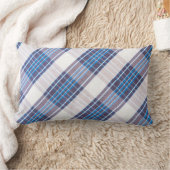紫/青の格子縞の女性装飾枕 ランバークッション (ブランケット)