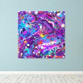紫、青カラフル大理石 キャンバスプリント (インサイチュ (ウッドフロア))
