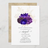 紫、青王室のと金ゴールドの花嫁の昼食会 招待状 (正面/裏面)