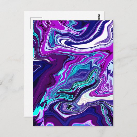 紫、青、およびティール(緑がかった色)抽象芸術 |考えのC ポストカード (正面/裏面)