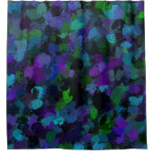 紫、青、および黒の抽象芸術 シャワーカーテン (正面)