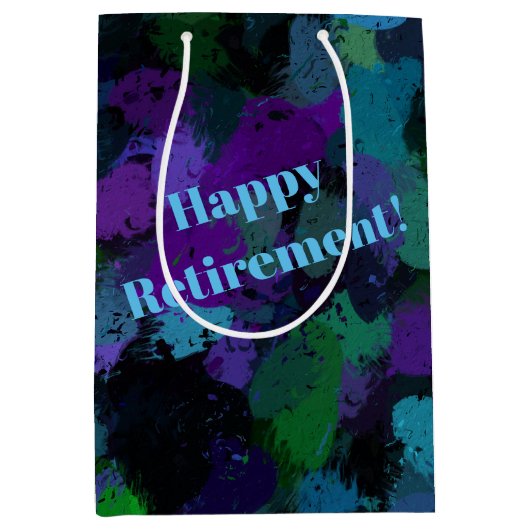 紫、青、および黒の抽象芸術 ミディアムペーパーバッグ (正面)