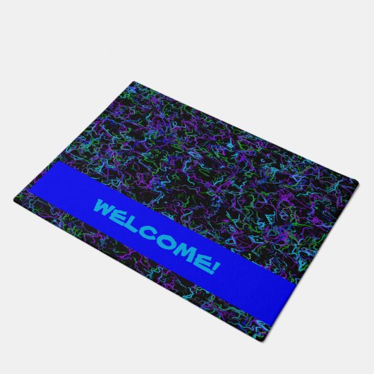 紫、青、および黒の書式 ドアマット (アングル)