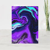 紫、青、ティール(緑がかった色)抽象芸術大理石 カード (裏面)