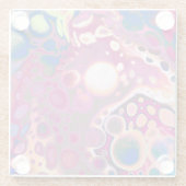 紫、青、ピンクのデジタルモダン抽象芸術 ガラスコースター (裏面)