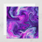 紫、青、ピンクの大理石の流体アート恋しく思ユー (正面/裏面)
