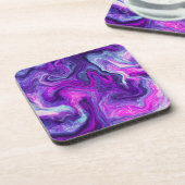 紫、青、ピンクの大理石の流体アート コースター (左側)