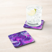 紫、青、ピンクの大理石の流体アート コースター (右側)