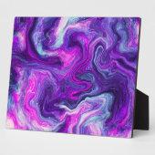紫、青、ピンクの大理石の流体アート フォトプラーク (側面)
