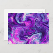 紫、青、ピンクの大理石の流体アート ポストカード (正面/裏面)
