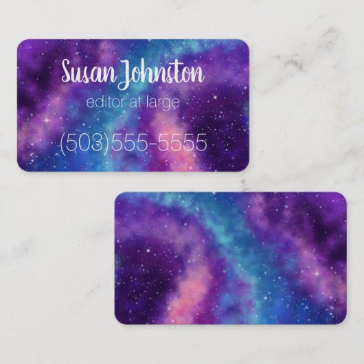 紫、青、ピンクの銀河の名刺 名刺 (正面/裏面)