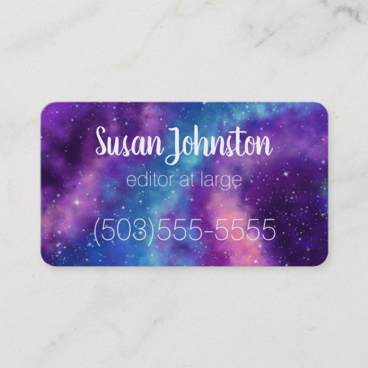 紫、青、ピンクの銀河の名刺 名刺 (正面)