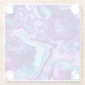 紫、青、ピンクの《写真》ぼけ味大理石の流体アート ガラスコースター (裏面)