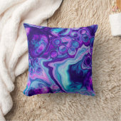 紫、青、ピンクの《写真》ぼけ味大理石の流体アート クッション (ブランケット)