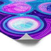 紫、青、ピンクの《写真》ぼけ味大理石の流体アート ポスター (角)