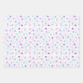 紫、青、ピンクハッピーバースデー ラッピングペーパーシート (正面2)