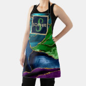 紫、青、緑のフェイク金ゴールドグリッター エプロン (インサイチュ)