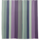 紫、青、緑の抽象芸術ストライプ シャワーカーテン (正面)