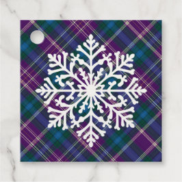 紫、青、緑の格子状の雪片 フェイバータグ