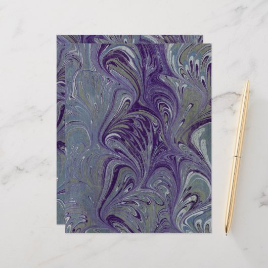 紫、青、緑の霜降り紙 (正面/裏面インサイチュ)