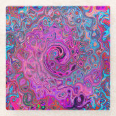 紫、青、赤の抽象芸術レトロ旋回 ガラスコースター (正面)