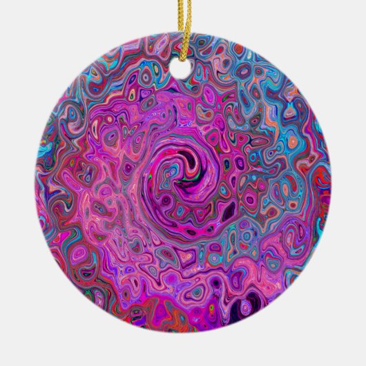 紫、青、赤の抽象芸術レトロ旋回 セラミックオーナメント (正面)