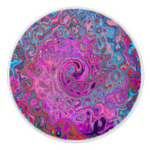 紫、青、赤の抽象芸術レトロ旋回 セラミックノブ (正面)