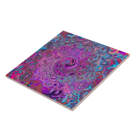 紫、青、赤の抽象芸術レトロ旋回 タイル (側面)