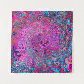 紫、青、赤の抽象芸術レトロ旋回 タペストリー (正面(横))