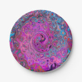 紫、青、赤の抽象芸術レトロ旋回 ペーパープレート (正面)