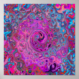 紫、青、赤の抽象芸術レトロ旋回 ポスター