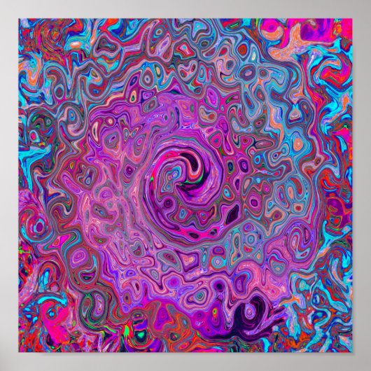 紫、青、赤の抽象芸術レトロ旋回 ポスター (正面)