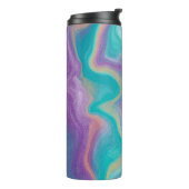 紫、青、金ゴールド、およびティール(緑がかった色)渦巻き流体Ar タンブラー (回転左)