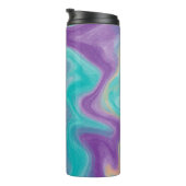 紫、青、金ゴールド、およびティール(緑がかった色)渦巻き流体Ar タンブラー (回転右)