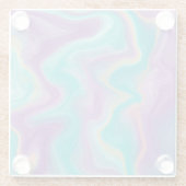 紫、青、金ゴールド、ティール（緑がかった色）の渦巻き平和 ガラスコースター (裏面)