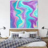 紫、青、金ゴールド、ティール（緑がかった色）の渦巻き平和 キャンバスプリント (インサイチュ (寝室))