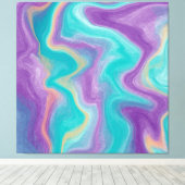 紫、青、金ゴールド、ティール（緑がかった色）の渦巻き平和 キャンバスプリント (インサイチュ (ウッドフロア))