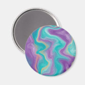 紫、青、金ゴールド、ティール(緑がかった色)の渦巻き平和 マグネット (正面/裏面)