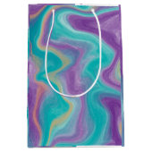 紫、青、金、ターコイズの渦巻き ミディアムペーパーバッグ (正面)