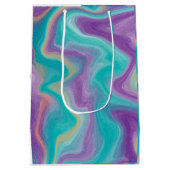 紫、青、金、ターコイズの渦巻き ミディアムペーパーバッグ (裏面)